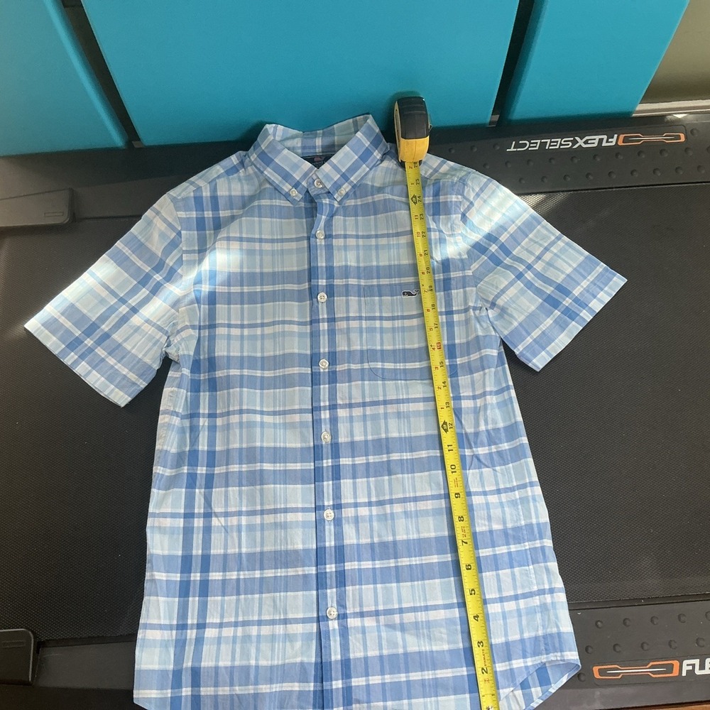 Vineyard Vines by Shep & Ian Men's Size Xs-short Sleeve Button Down-blue&white - Picture 2 of 4